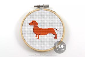 Wiener Dog Cross Stitch Design