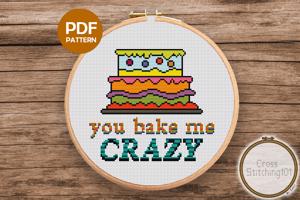 You Bake Me Crazy Cross Stitch Design