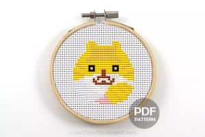 Pussy Cat Face With her Tale Cross Stitch Design
