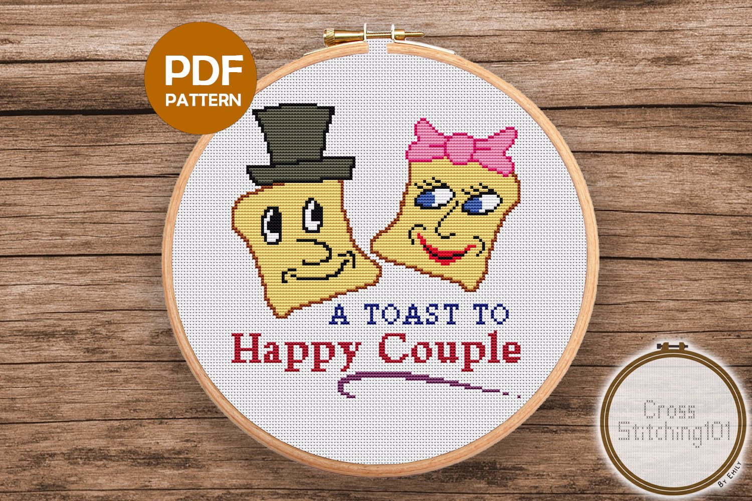 A Toast To Happy Couple Cross Stitch Design