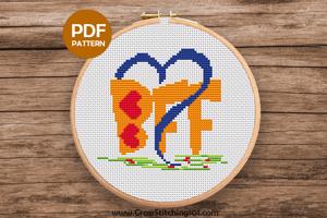 Bff - Love Hearts Cross Stitch Design