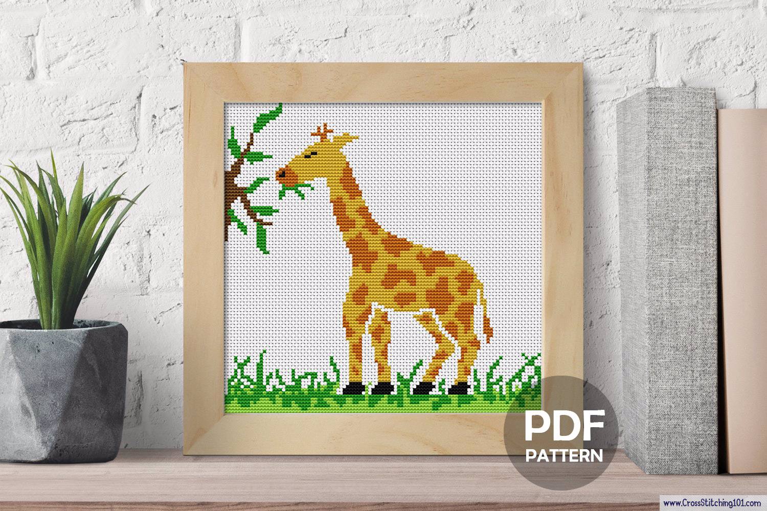 Giraffe Eating Cross Stitch Chart