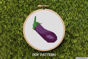 Eggplant Cross Stitch Design