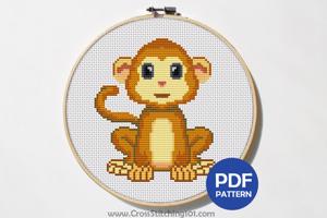 Cartoon Cute Monkey CrossStitch Pattern