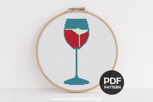 Wine Glass Cross Stitch Pattern