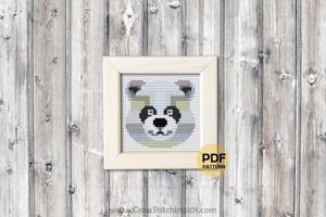 Panda Face Cross Stitch Design