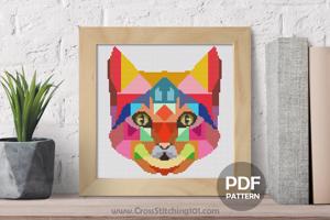 Cat Face Cross Stitch Design
