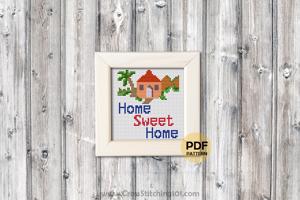 Stay Home - Home Sweet Home Cross Stitch Design