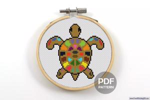 Turtle Colorful Cross Stitch PDF