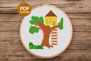 Tree House Cross Stitch PDF