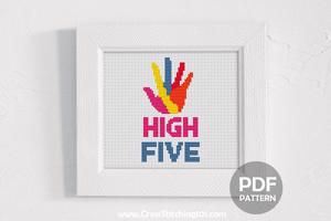 High Five Hand Cross Stitch Chart