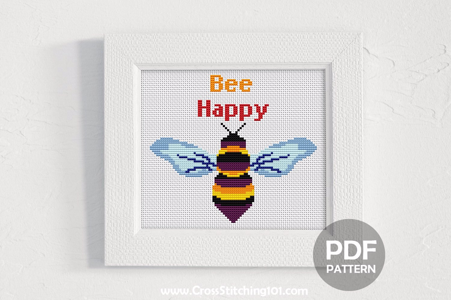Bee Happy - Honey Bee Cross Stitch Design
