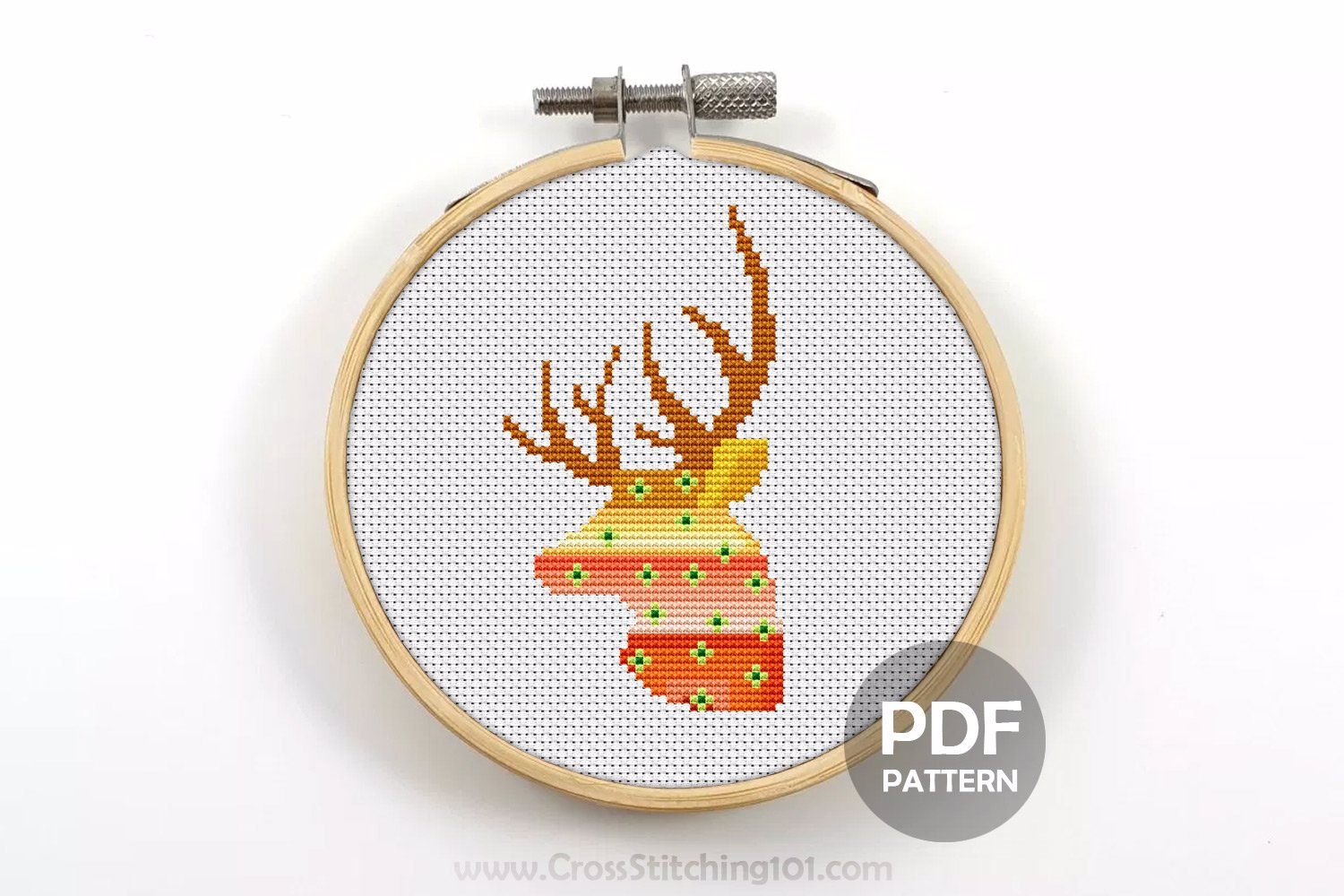 Deer Head Pattern Cross Stitch PDF