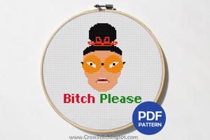 Bitch, Please - Angry Face Cross Stitch Design