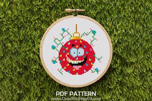 Happy Red Christmas Ball CrossStitch Pattern