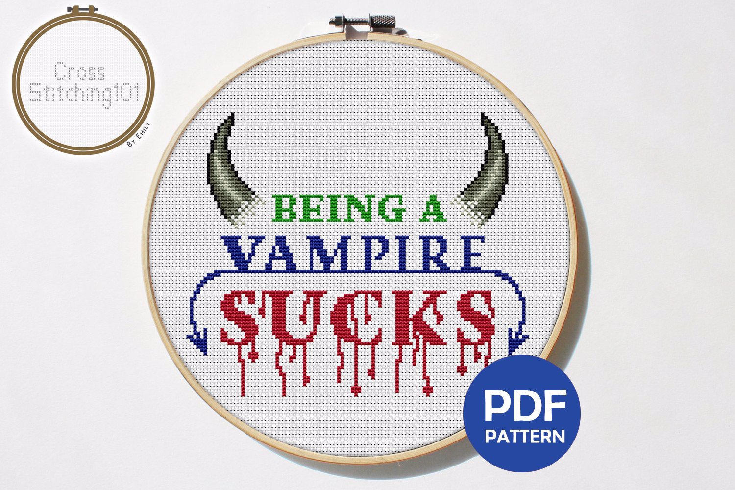 Being a Vampire Sucks Cross Stitch Design