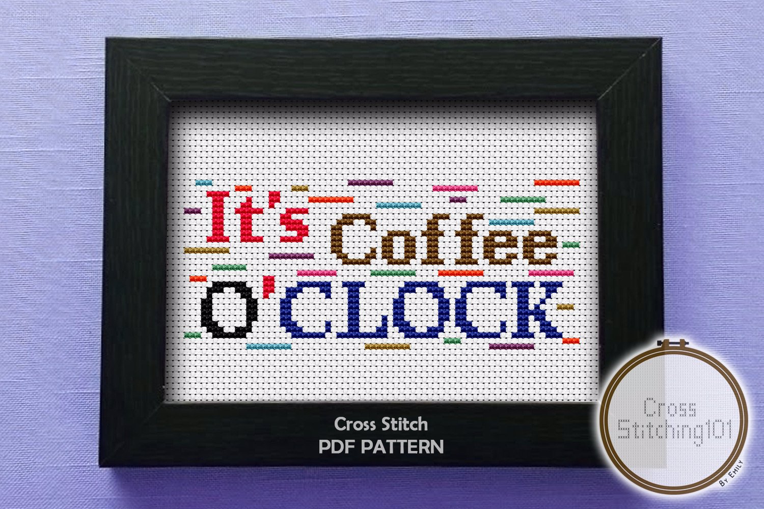 It's Coffee O'clock Cross Stitch Design