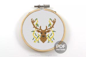 Deer Head Pattern Cross Stitch Design