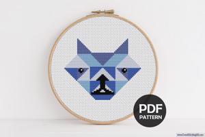 Fox Head in Lowpoly Cross Stitch Chart