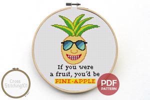 If You Were A Fruit, You'd Be Fine-Apple Cross Stitch PDF