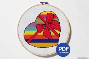 Heart Gift Cross Stitch Design