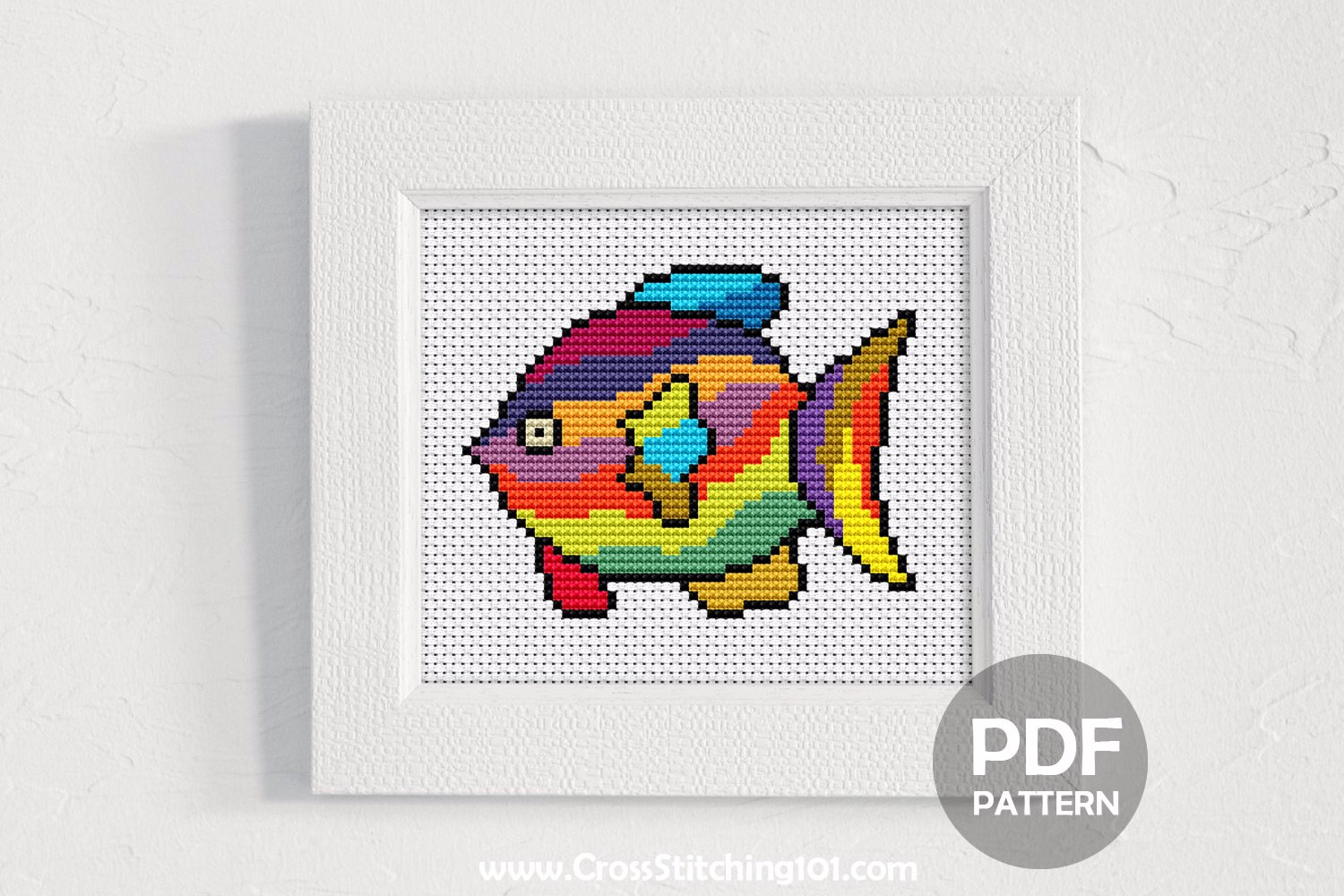 Colored Angel Fish Cross Stitch Chart