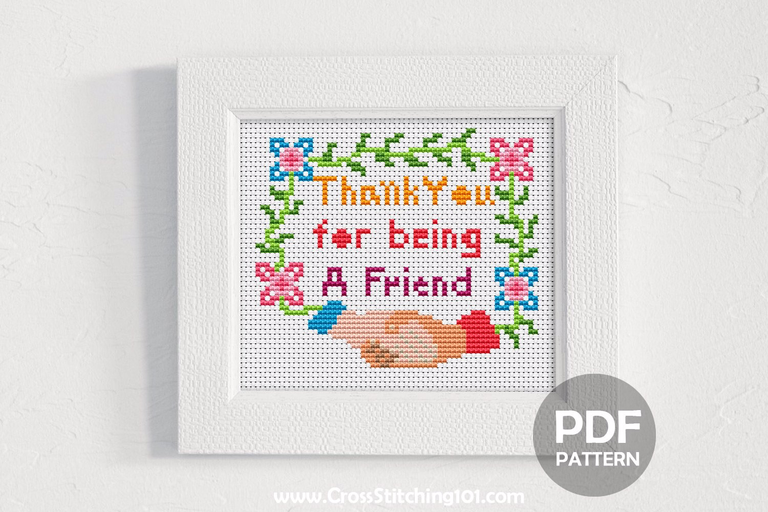 THANK YOU FOR BEING A FRIEND - Hands Shake Cross Stitch Design