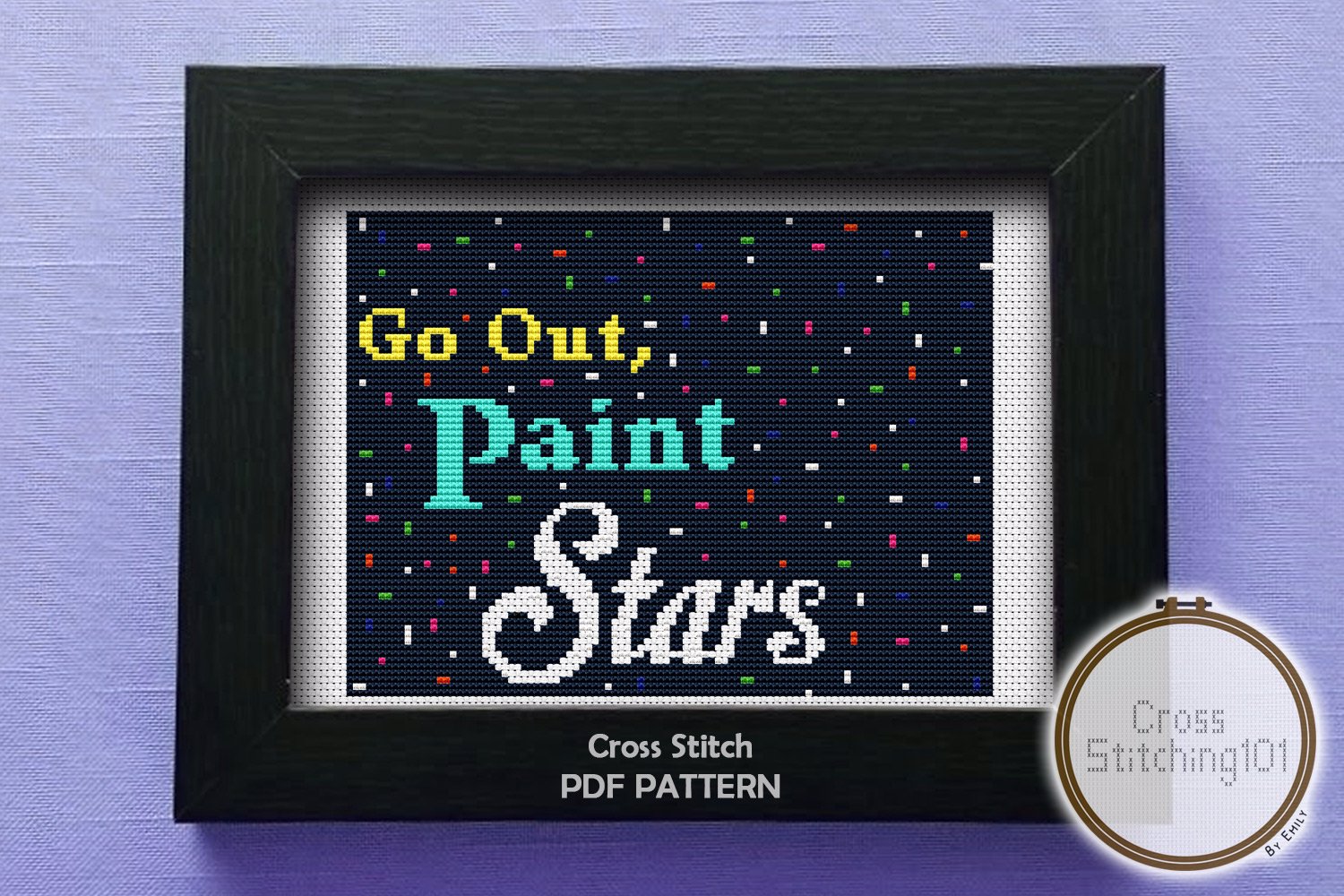 Go Out, Paint Stars Cross Stitch PDF
