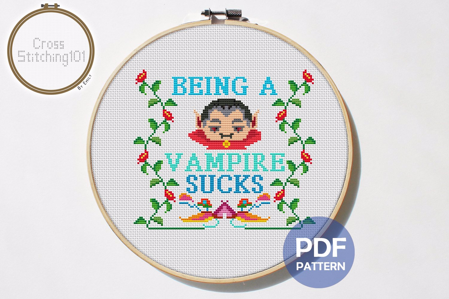 Being a Vampire Sucks Cross Stitch PDF
