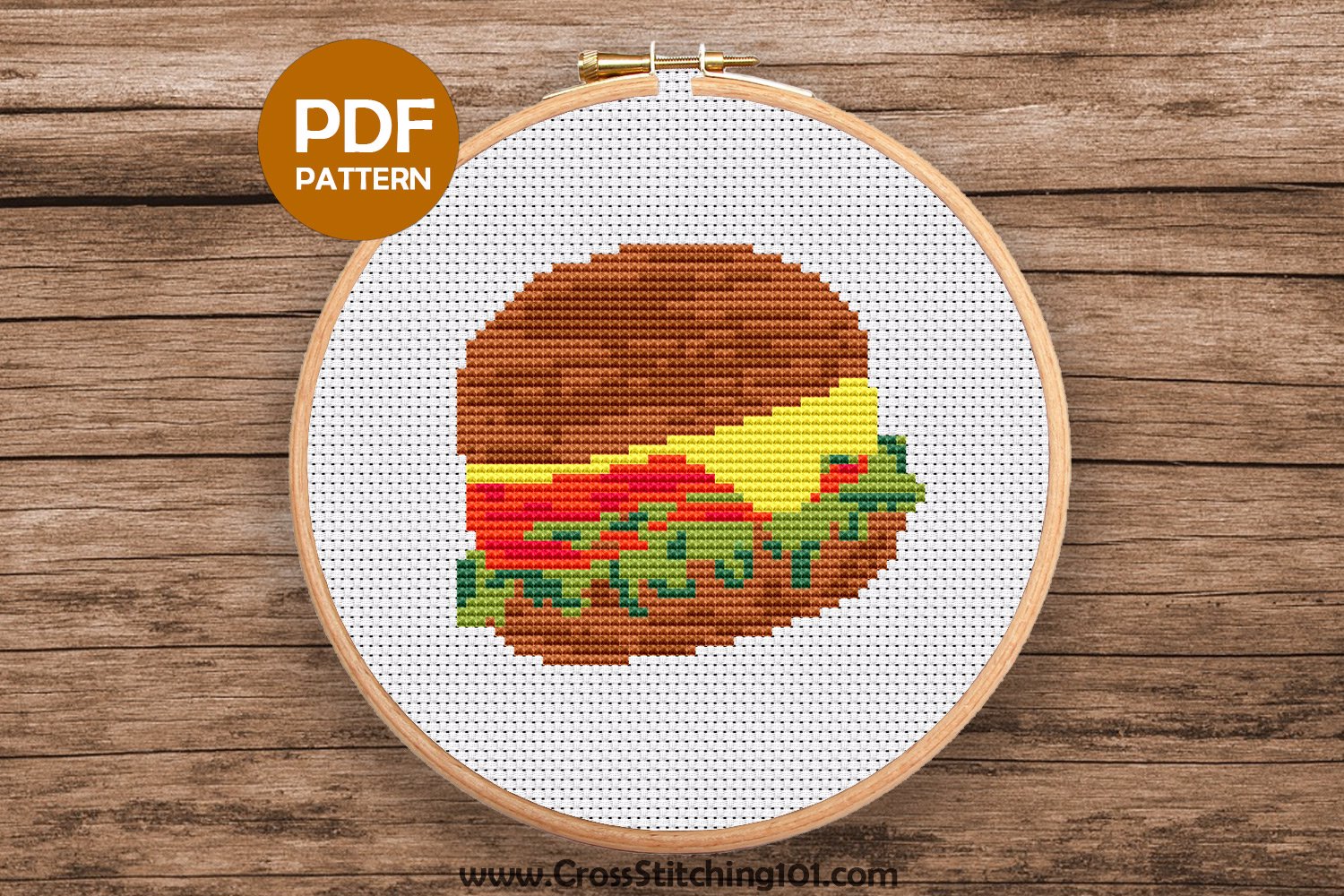 Veg Burger Cross Stitch Design