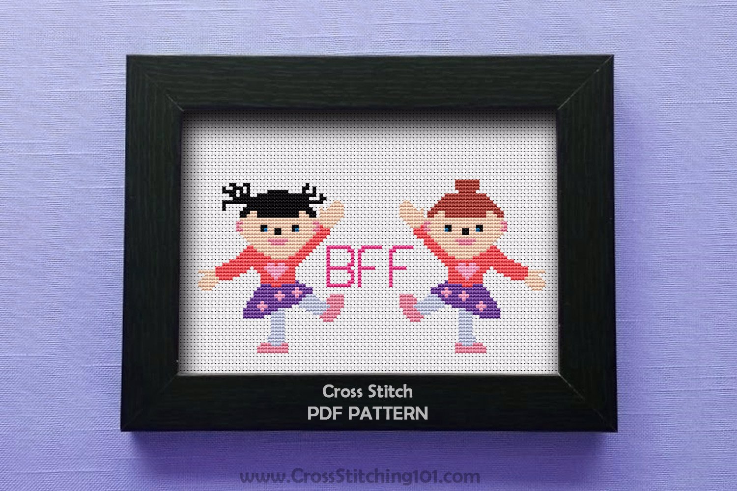 BFF - Two Cute Girls Cross Stitch Design