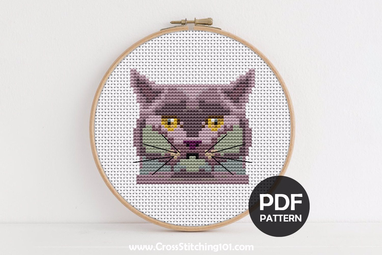 Scottish Fold Cat Face Cross Stitch Chart