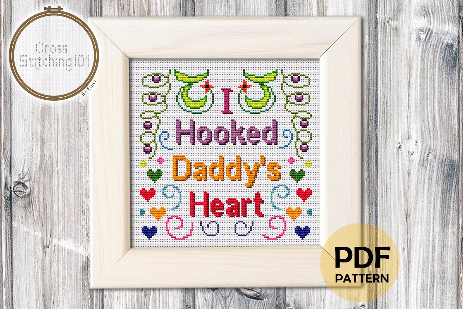 I Hooked Daddy's Heart Cross Stitch Pattern