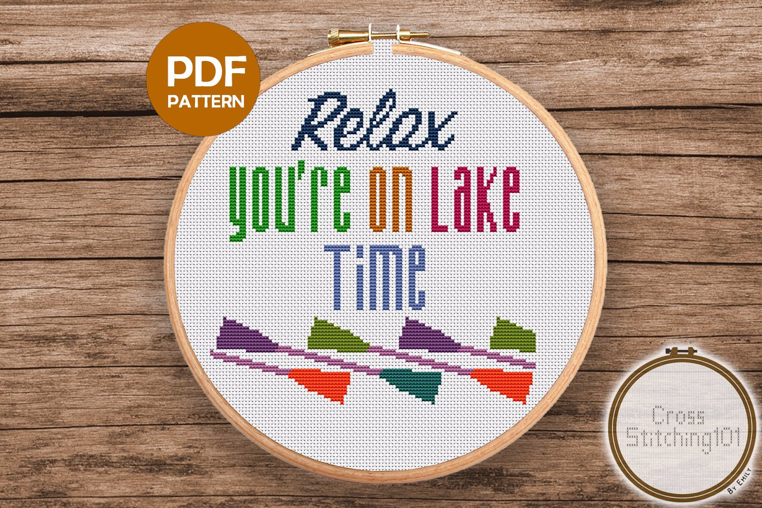 Relax, You're On Lake Time Cross Stitch Design