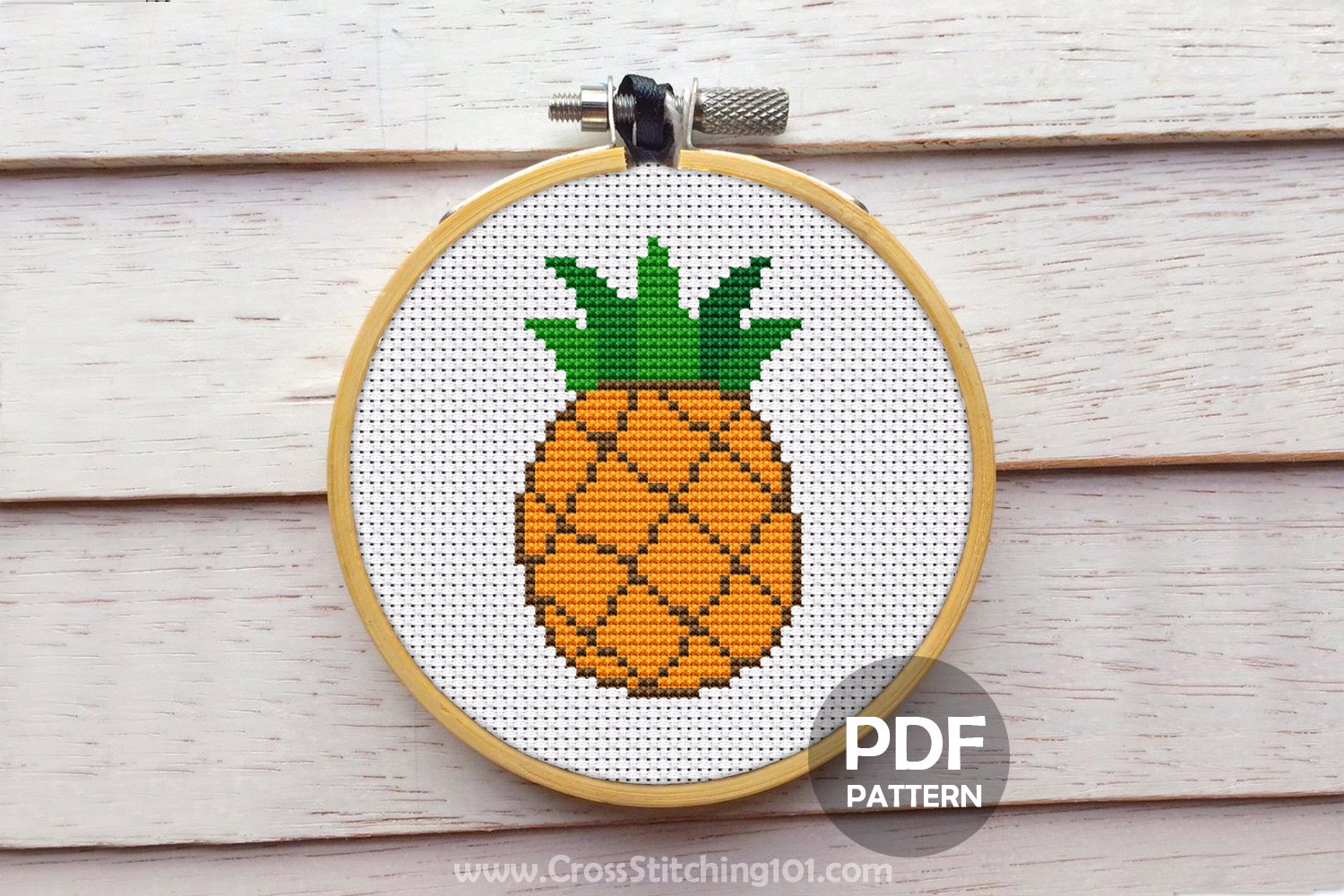 Cartoon Pineapple Fruit Cross Stitch Chart