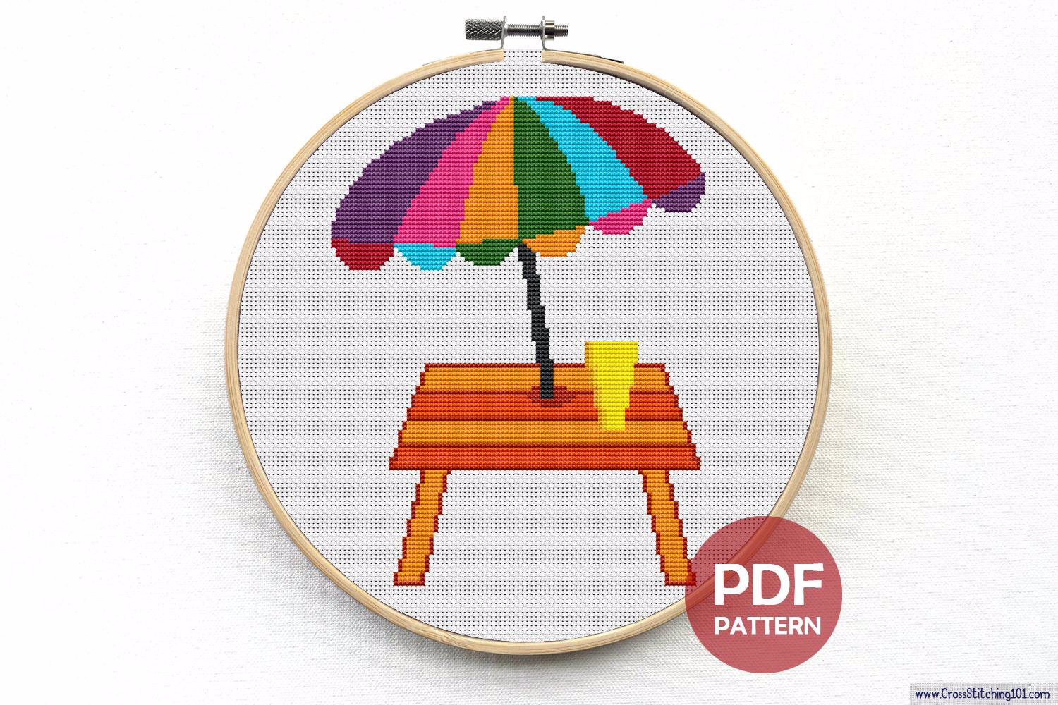 Table n Umbrella Cross Stitch Pattern