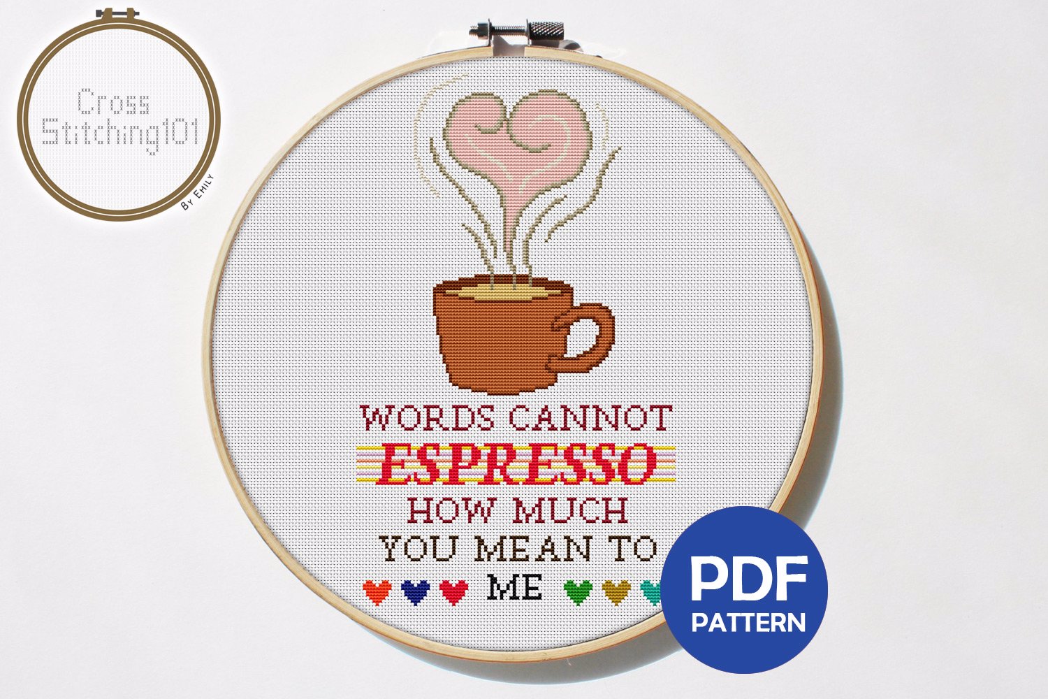 Words Cannot Espresso How Much You Mean To Me Cross Stitch Pattern