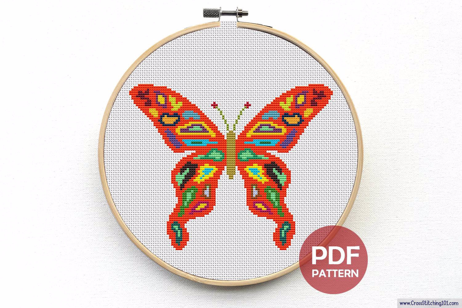 Colorful Butterfly Cross Stitch Pattern