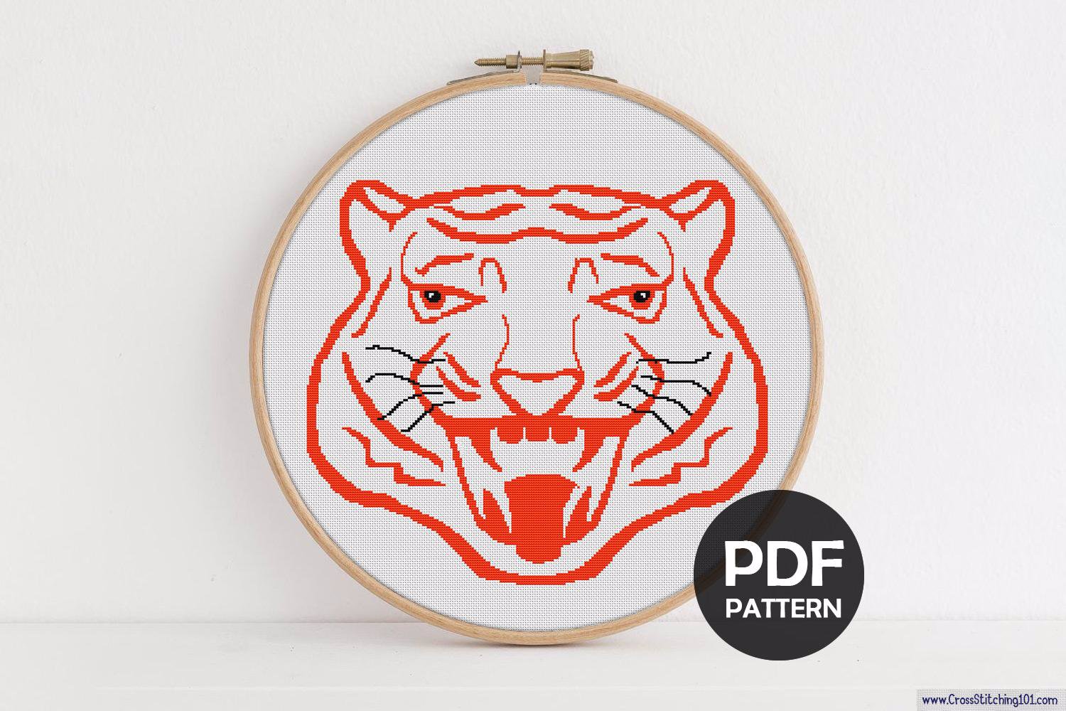Roaring Tiger Head Cross Stitch PDF