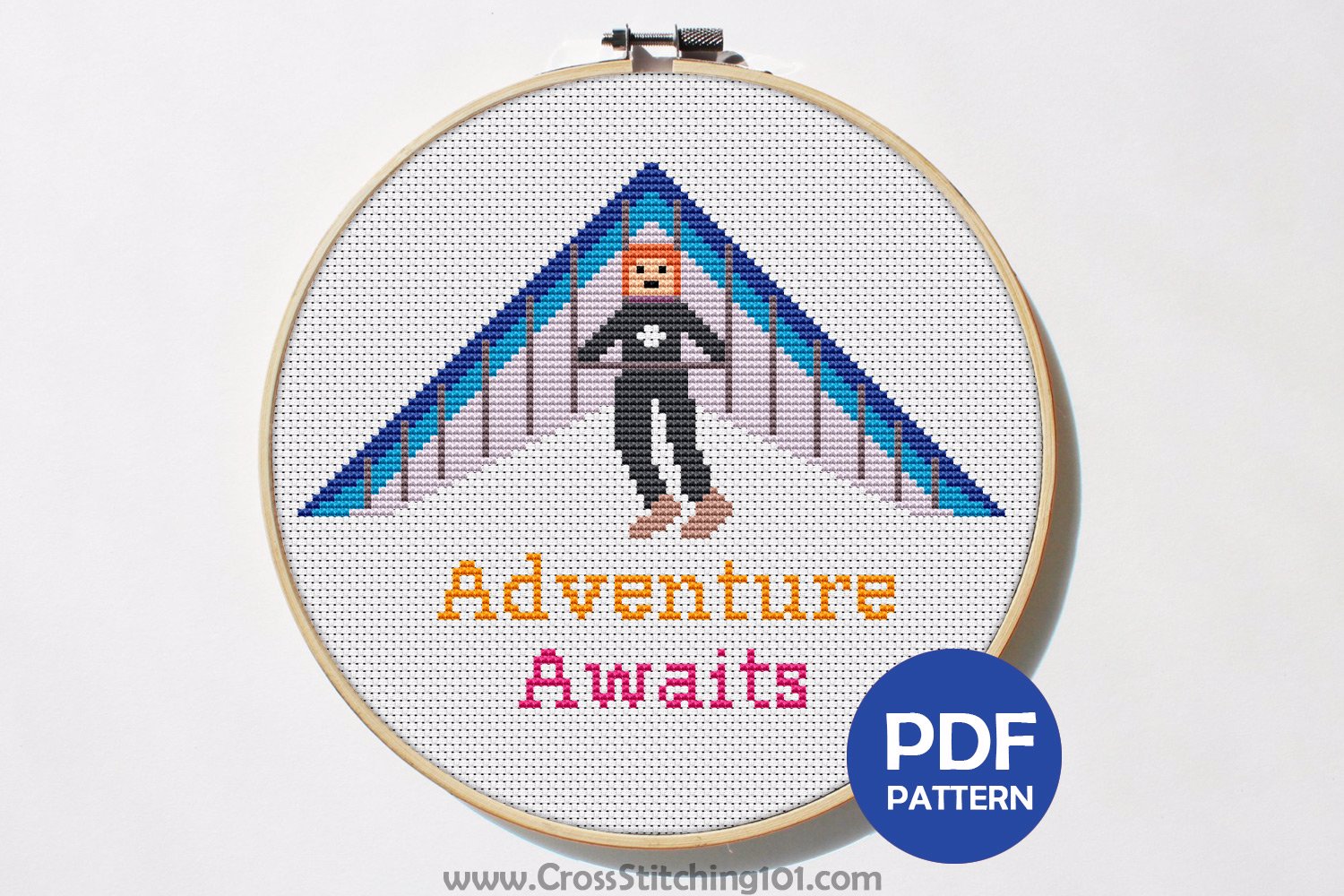 Adventure Awaits - Paragliding Flying Cross Stitch Design
