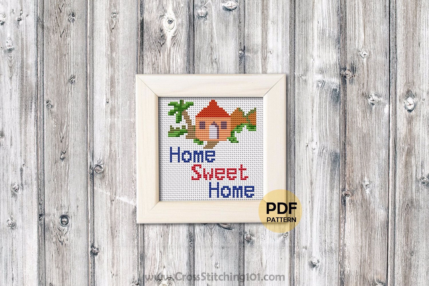 Stay Home - Home Sweet Home Cross Stitch Design