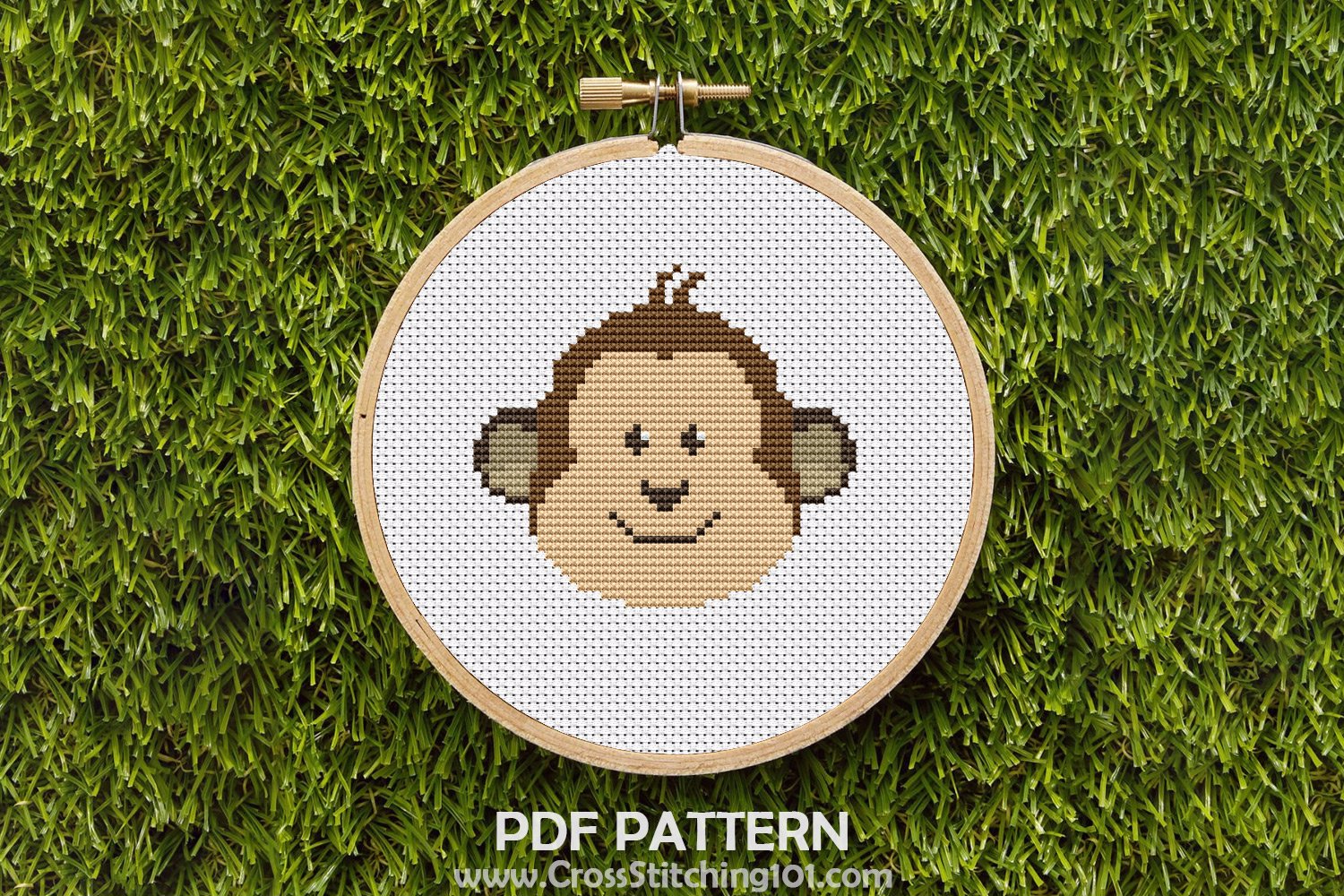 Cartoon Monkey Face Cross Stitch Pattern