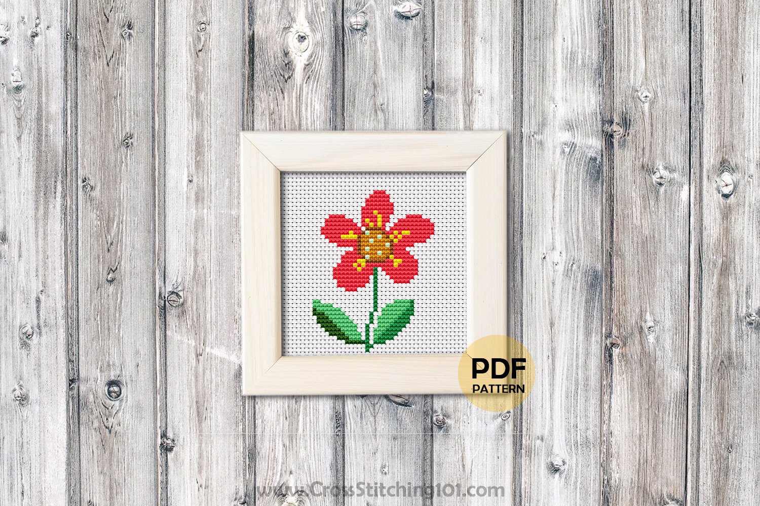 Red Flower Cross Stitch PDF