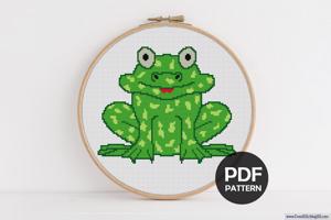 Green Frog Cross Stitch Pattern