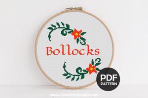 Bollocks Floral Design Cross Stitch Design