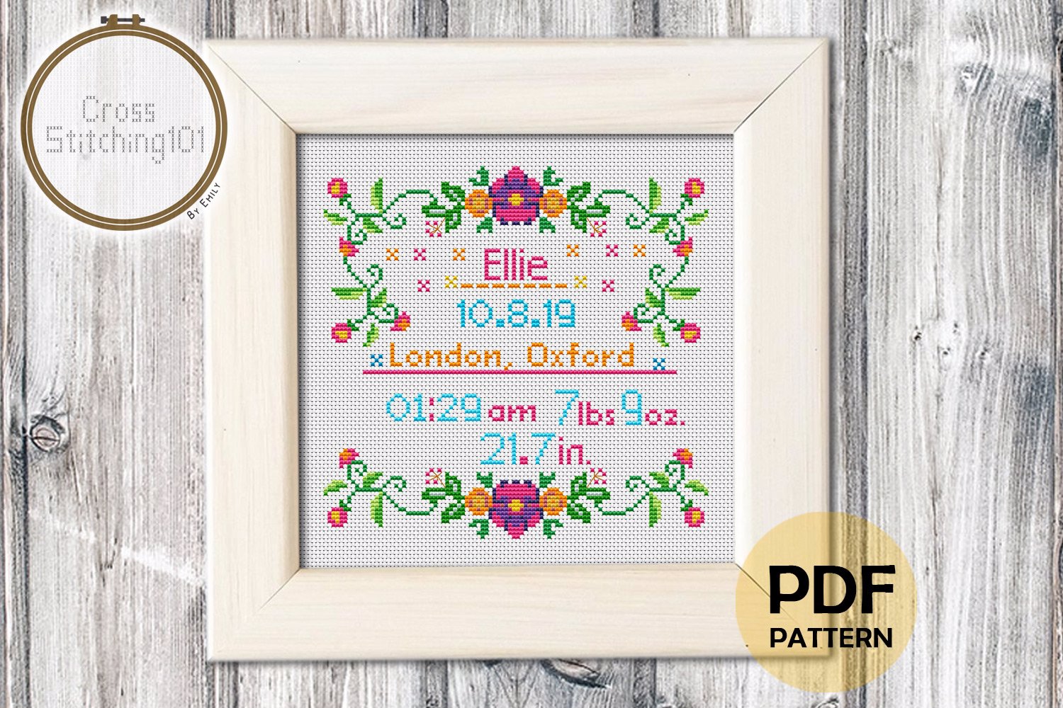 Birth Announcement Template 2 Cross Stitch Chart Cross Stitch Patterns