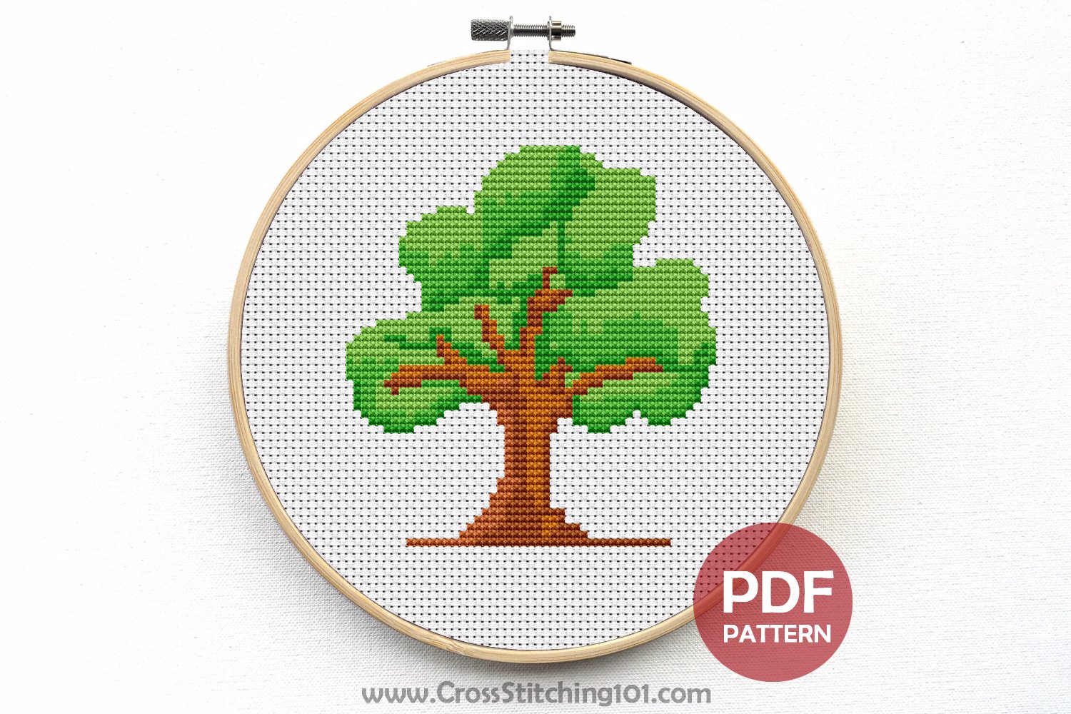Nature Green Tree Cross Stitch Design