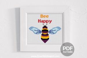 Bee Happy - Honey Bee Cross Stitch Design