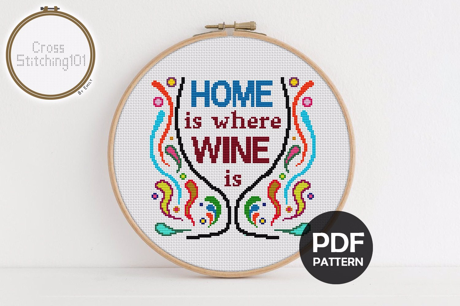 Home Is Where Wine Is Cross Stitch PDF