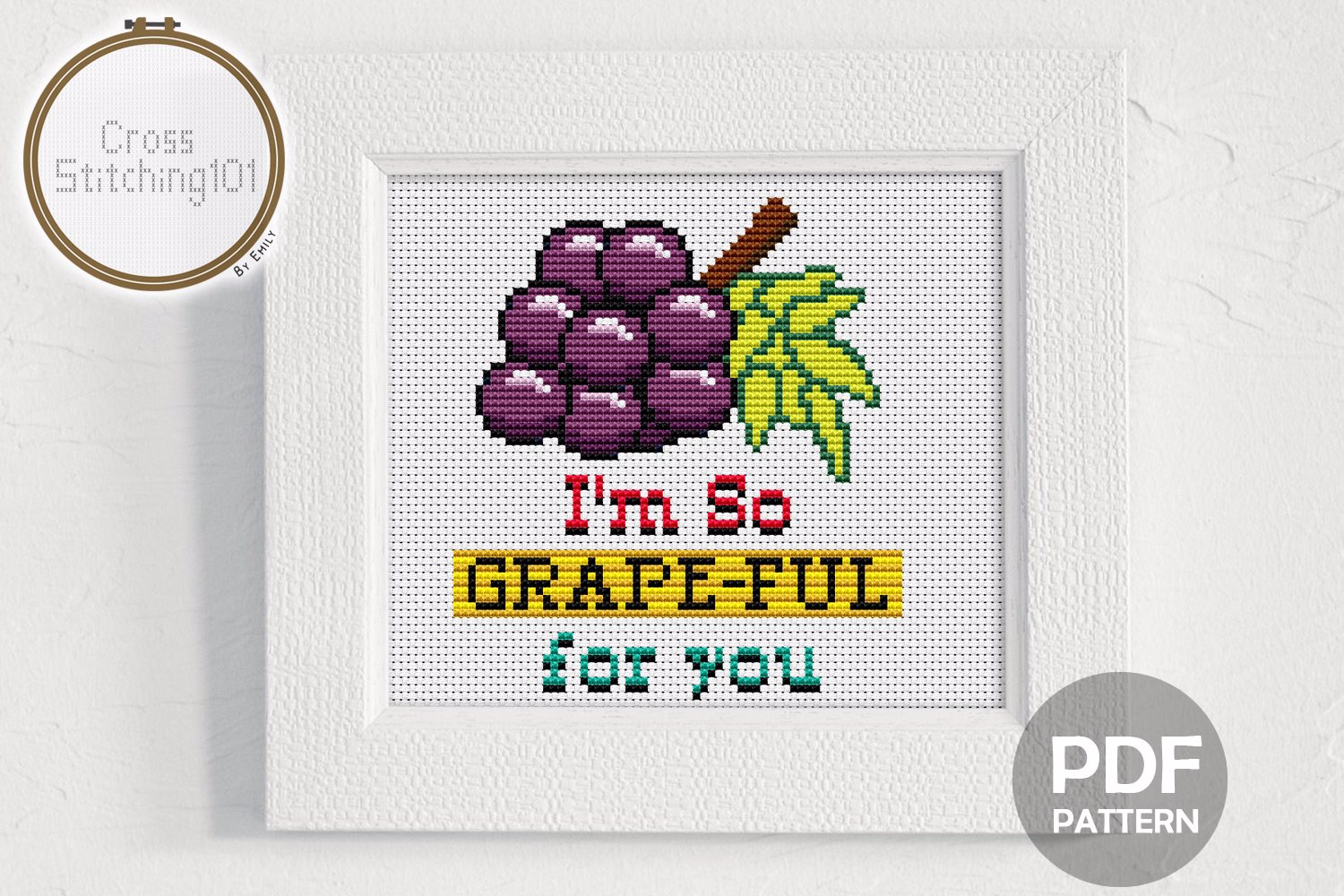 I'M So Grape-Ful For You Cross Stitch PDF